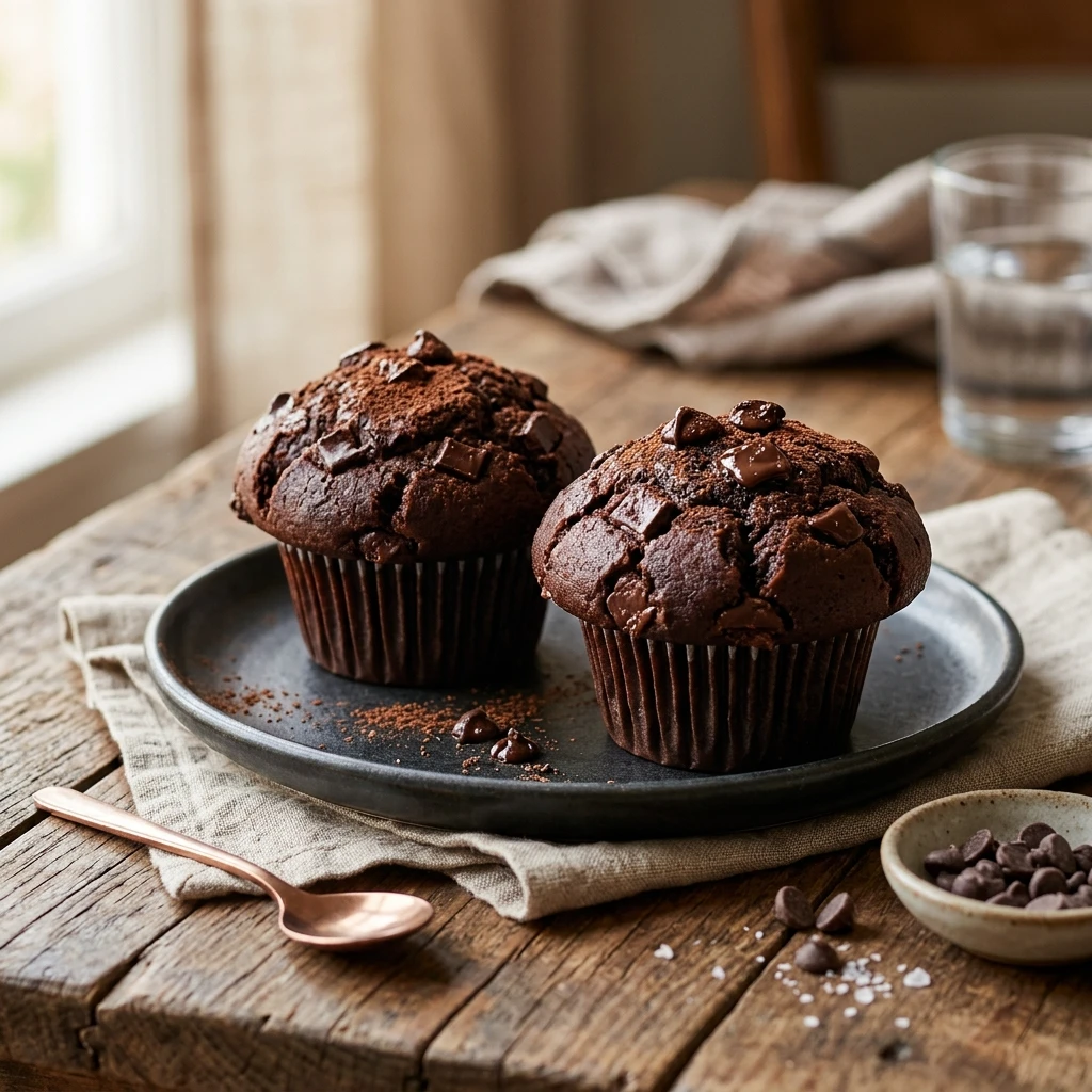Double Chocolate Chip Muffins Bakery Style No Fail