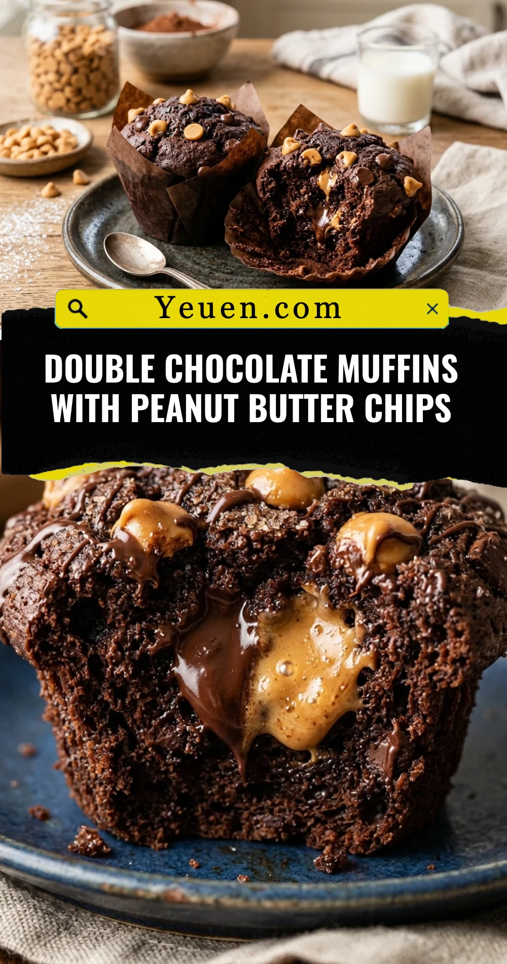 Double Chocolate Muffins With Peanut Butter Chips