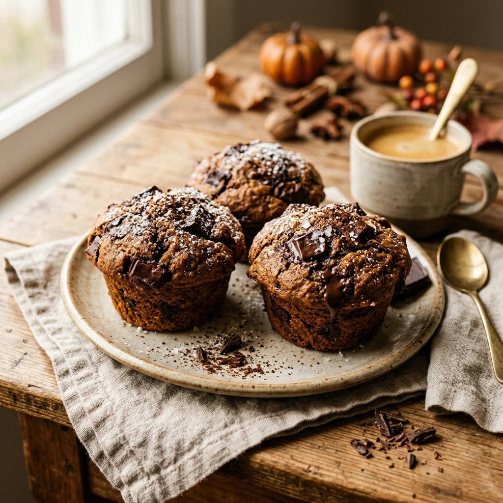 Double Chocolate Pumpkin Muffins With Espresso Fall