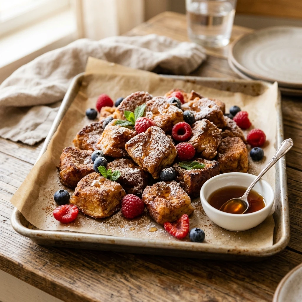 Dump And Bake French Toast Nuggets Sheet Pan 3 Ingredient