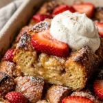 Dump And Bake French Toast With Strawberries And Whipped Cream