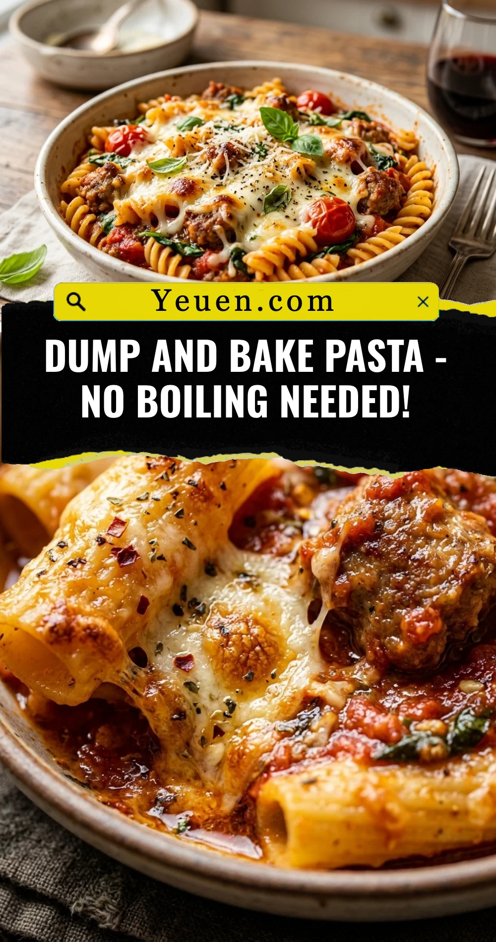 Dump and Bake Pasta - No Boiling Needed!