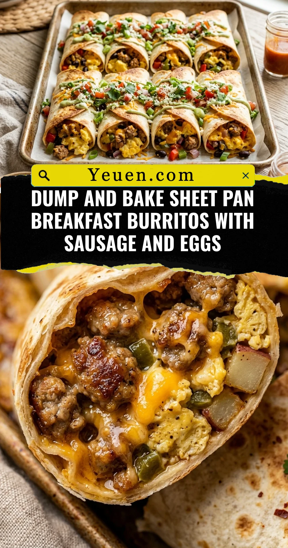 Dump And Bake Sheet Pan Breakfast Burritos With Sausage And Eggs