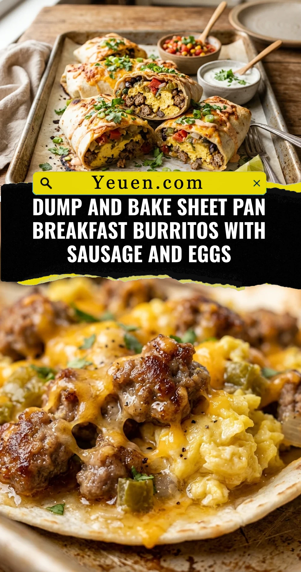 Dump And Bake Sheet Pan Breakfast Burritos With Sausage And Eggs