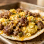 Dump And Bake Sheet Pan Breakfast Burritos With Sausage And Eggs