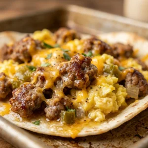 Dump And Bake Sheet Pan Breakfast Burritos With Sausage And Eggs