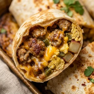 Dump And Bake Sheet Pan Breakfast Burritos With Sausage And Eggs