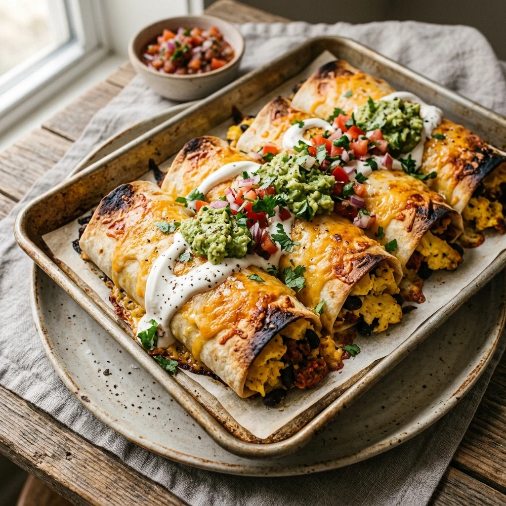 Dump And Bake Sheet Pan Burritos With Scrambled Eggs Easy