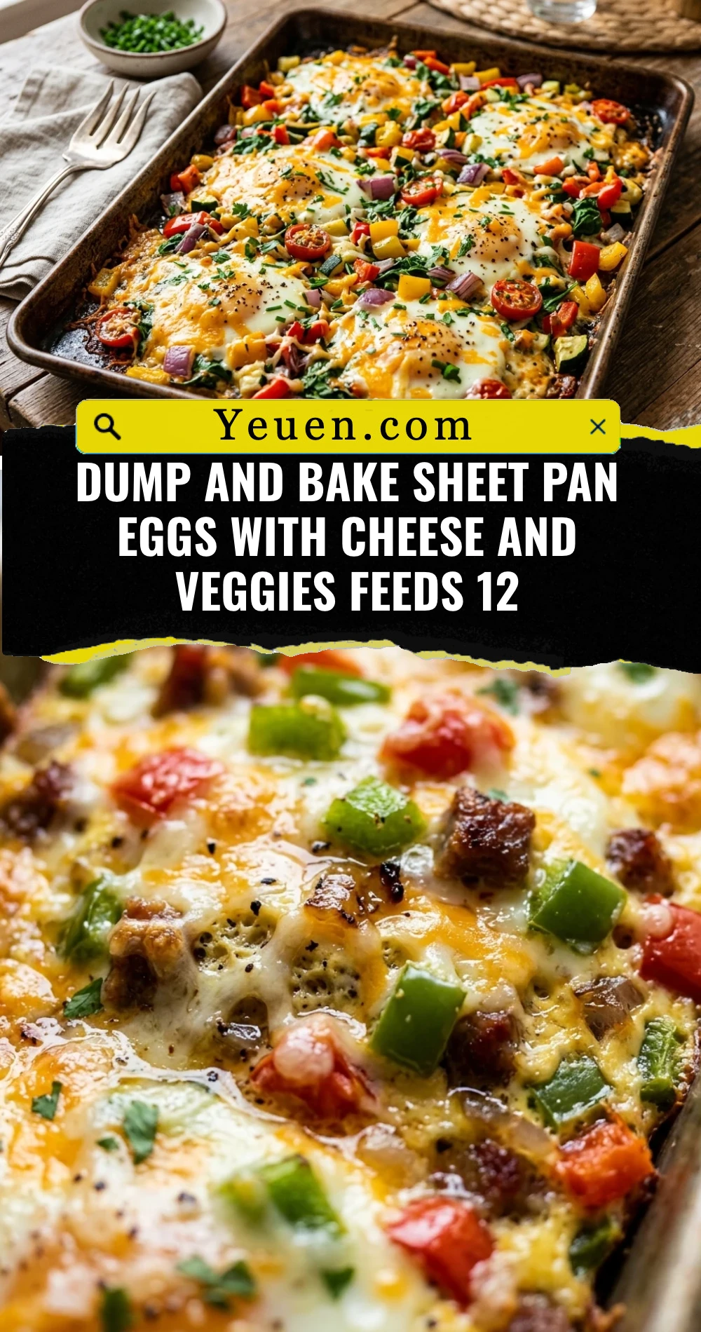 Dump And Bake Sheet Pan Eggs With Cheese And Veggies Feeds 12
