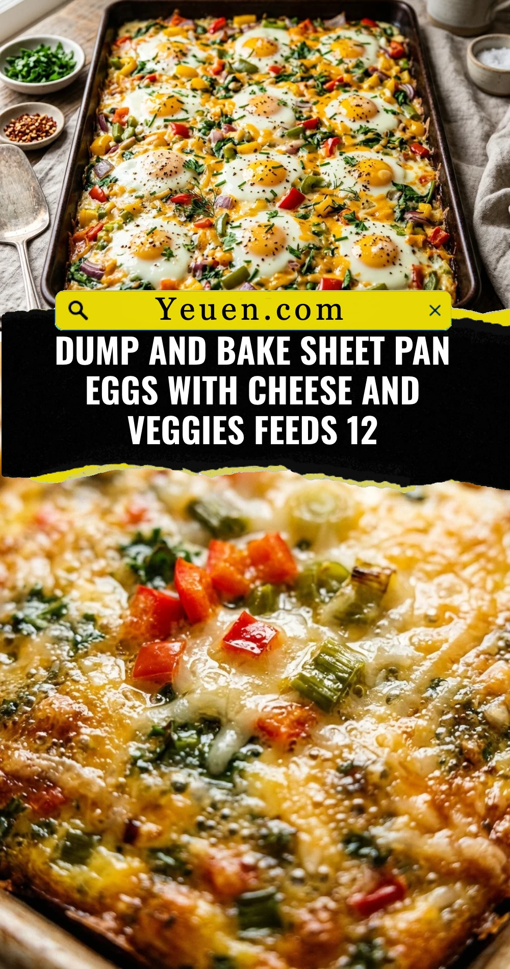 Dump And Bake Sheet Pan Eggs With Cheese And Veggies Feeds 12