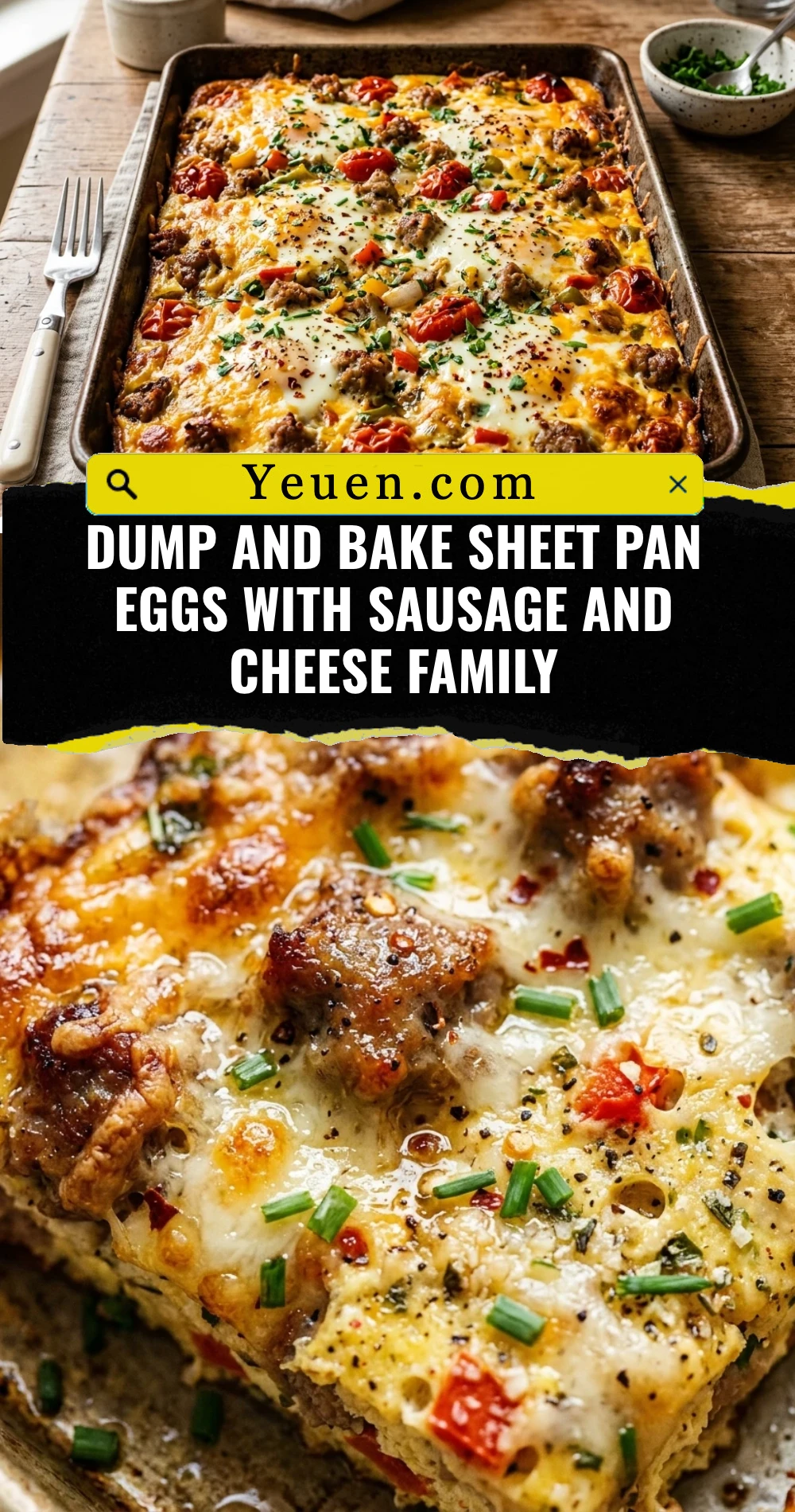 Dump And Bake Sheet Pan Eggs With Sausage And Cheese Family