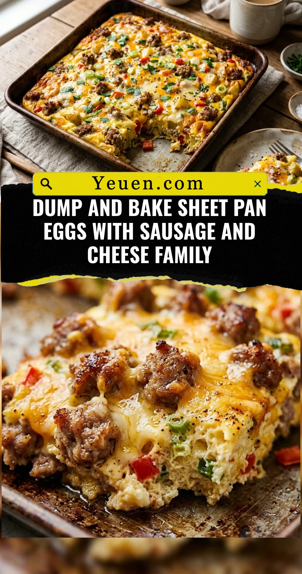 Dump And Bake Sheet Pan Eggs With Sausage And Cheese Family