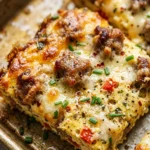 Dump And Bake Sheet Pan Eggs With Sausage And Cheese Family