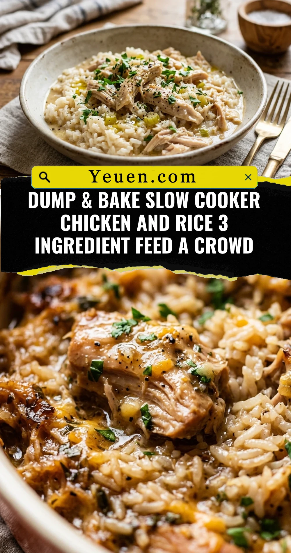 Dump & Bake Slow Cooker Chicken And Rice 3 Ingredient Feed A Crowd