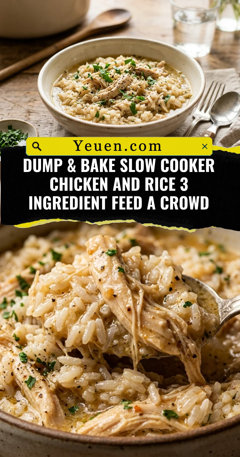 Dump & Bake Slow Cooker Chicken And Rice 3 Ingredient Feed A Crowd