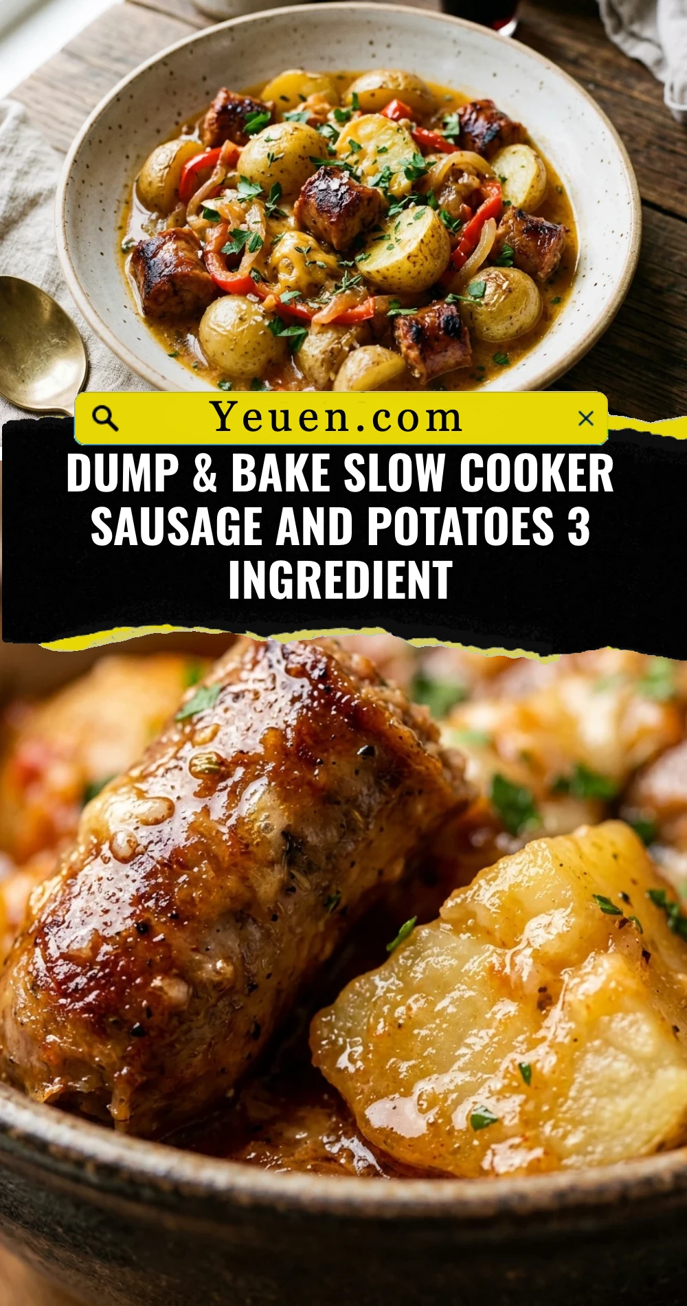 Dump & Bake Slow Cooker Sausage And Potatoes 3 Ingredient