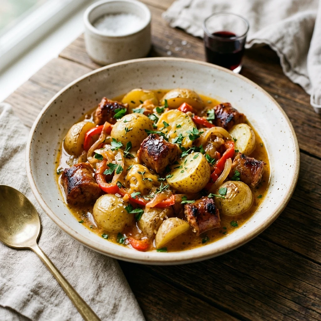Dump & Bake Slow Cooker Sausage And Potatoes 3 Ingredient
