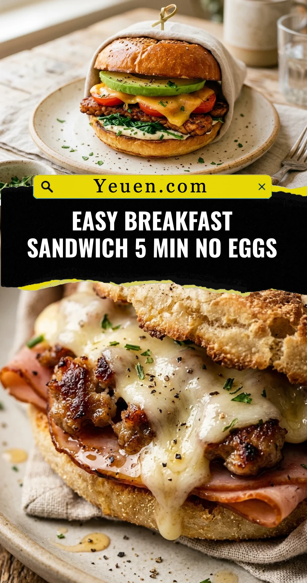 Easy Breakfast Sandwich 5 Min No Eggs