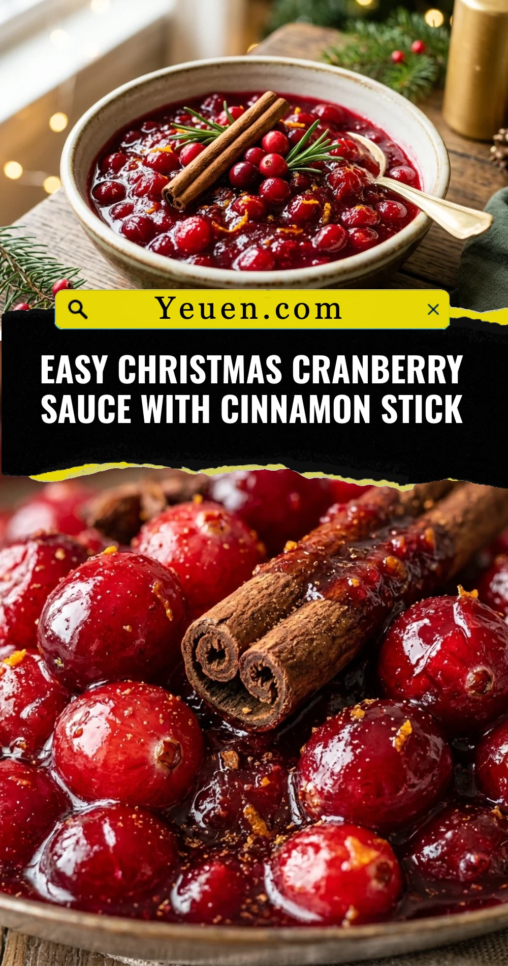 Easy Christmas Cranberry Sauce With Cinnamon Stick
