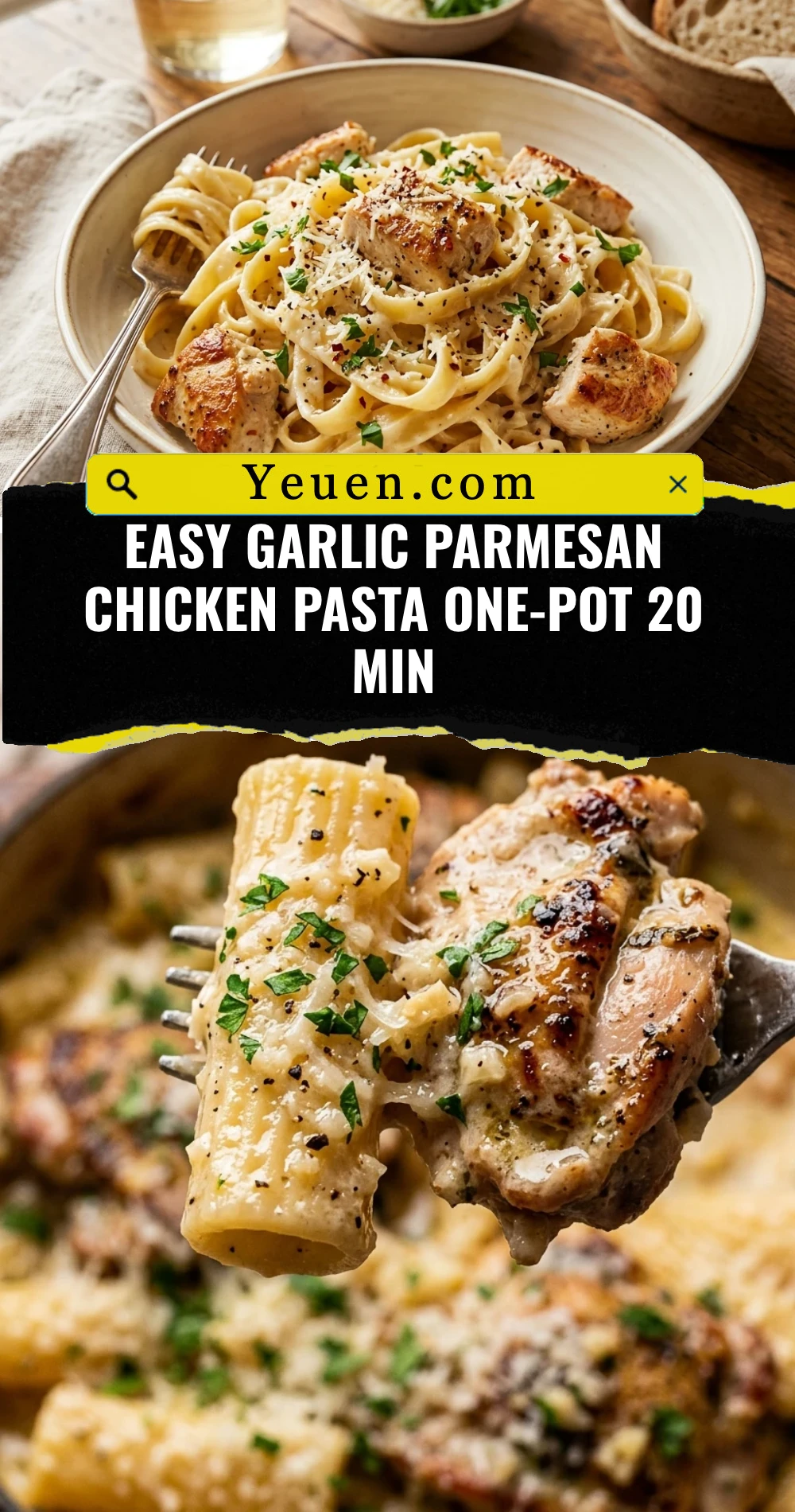 Easy Garlic Parmesan Chicken Pasta One-Pot 20 Min