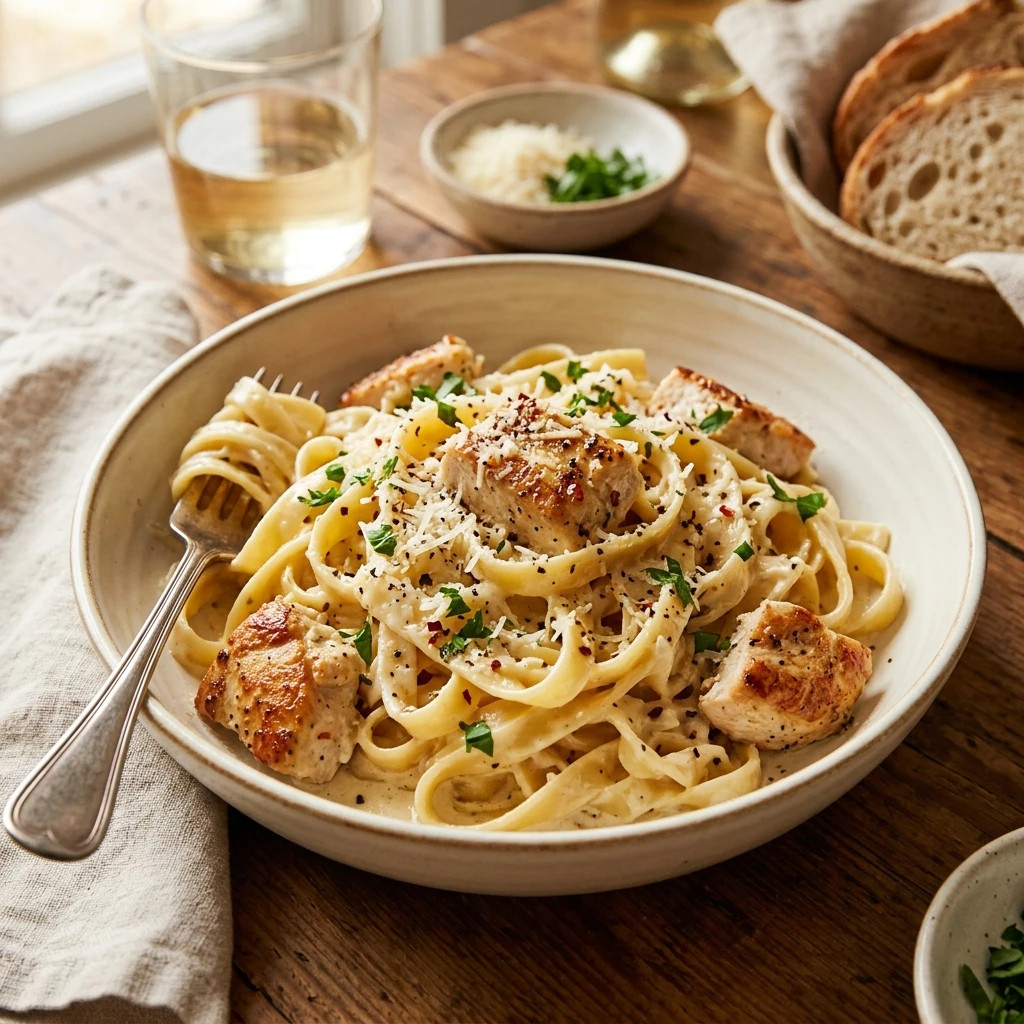 Easy Garlic Parmesan Chicken Pasta One-Pot 20 Min