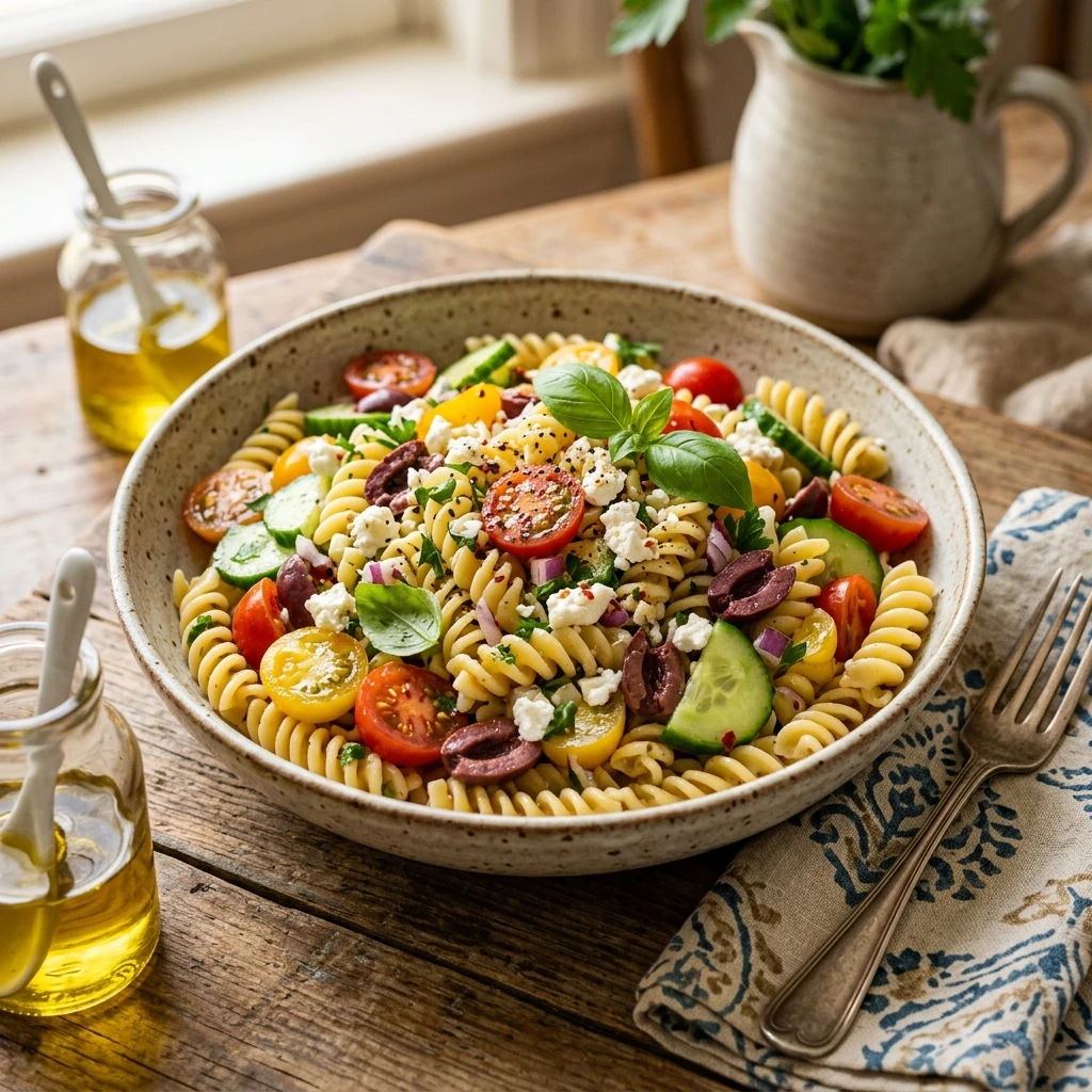 Easy Mediterranean Pasta Salad 15 Min No Cook