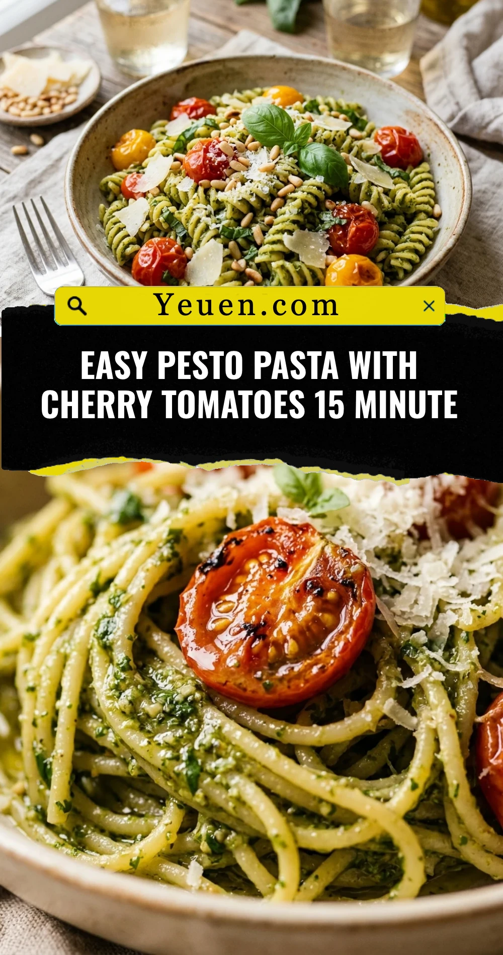 Easy Pesto Pasta With Cherry Tomatoes 15 Minute