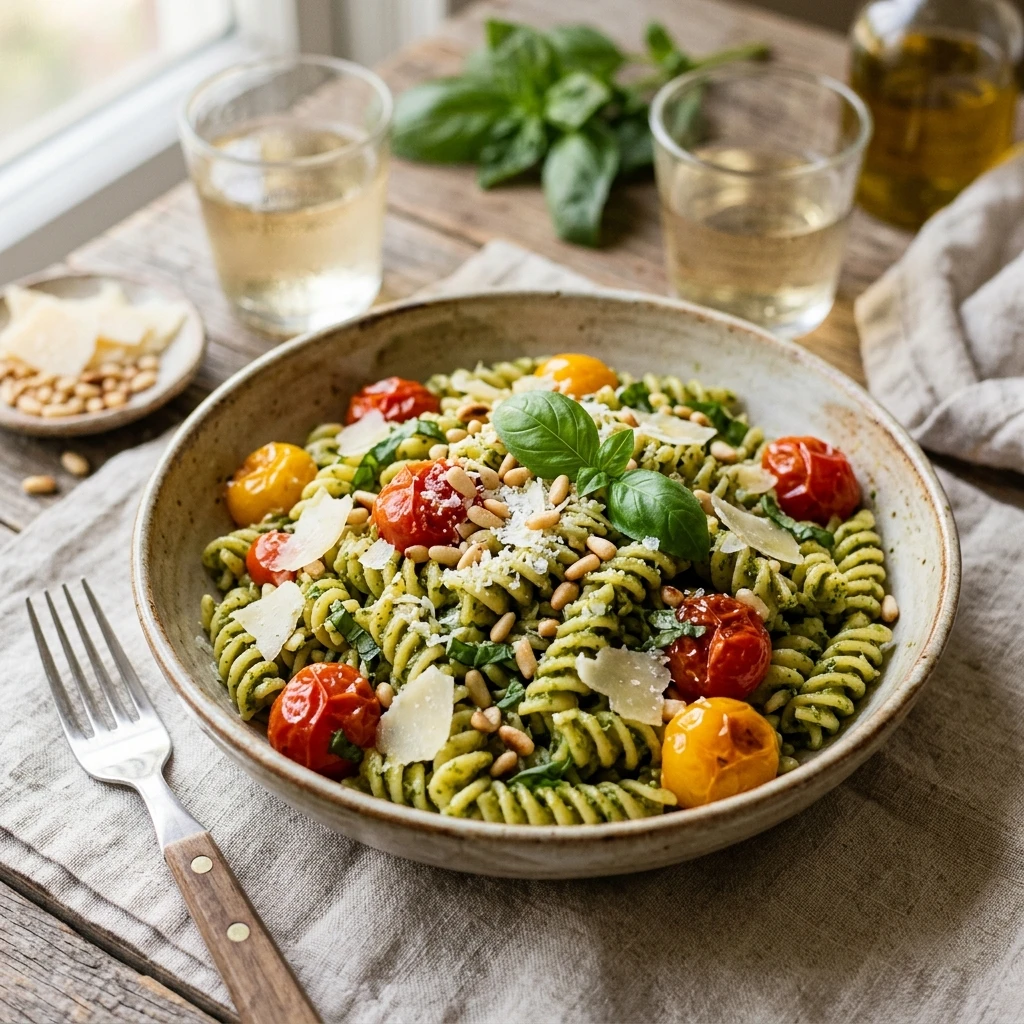 Easy Pesto Pasta With Cherry Tomatoes 15 Minute