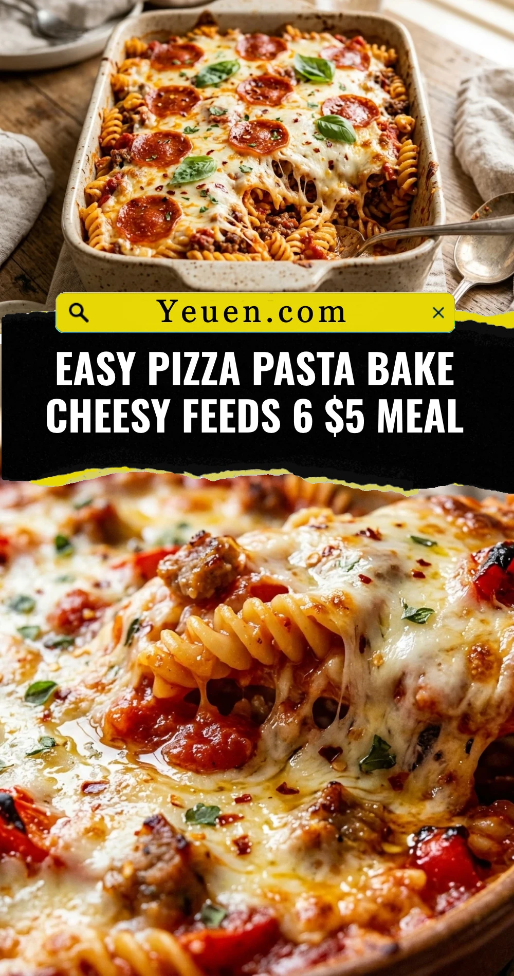 Easy Pizza Pasta Bake Cheesy Feeds 6 $5 Meal