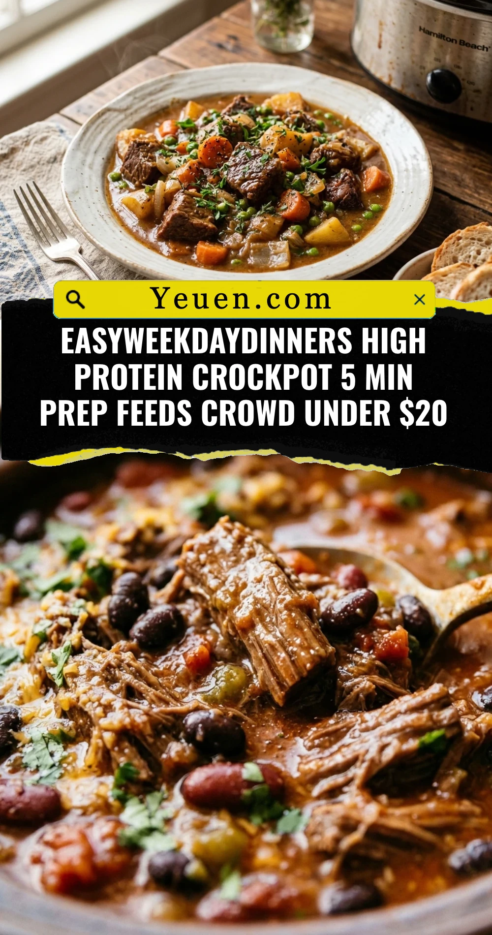 EasyWeekdayDinners High Protein Crockpot 5 Min Prep Feeds Crowd Under $20