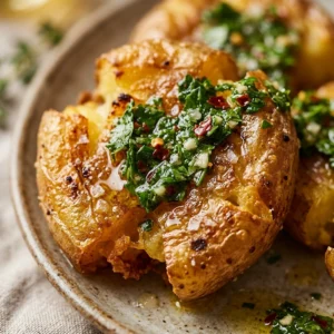 Extra Crispy Smashed Potatoes With Chimichurri Viral Roasted Air Fryer Crispy
