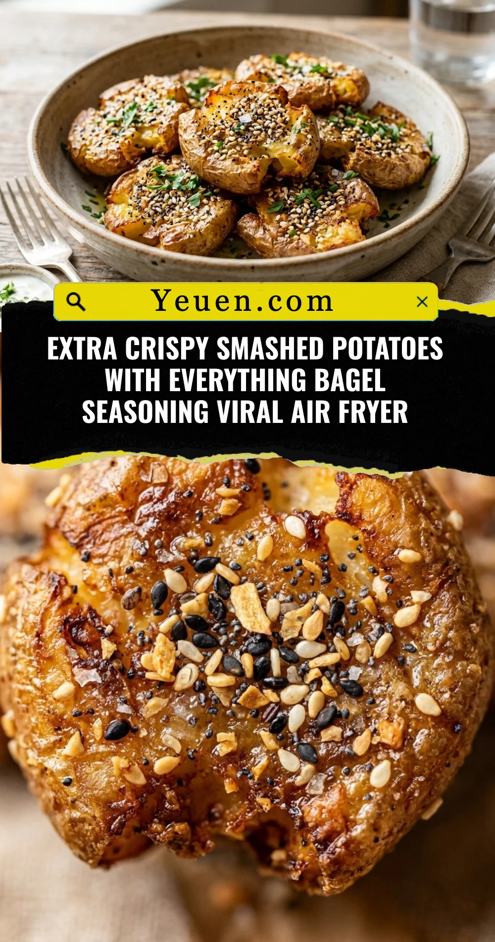 Extra Crispy Smashed Potatoes With Everything Bagel Seasoning Viral Air Fryer