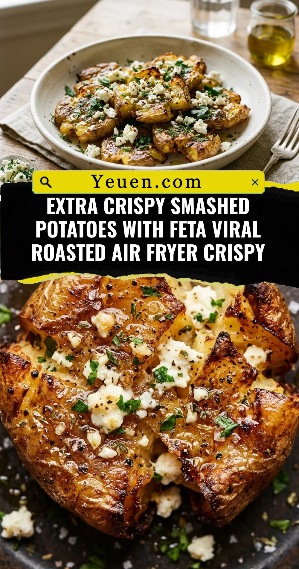 Extra Crispy Smashed Potatoes With Feta Viral Roasted Air Fryer Crispy