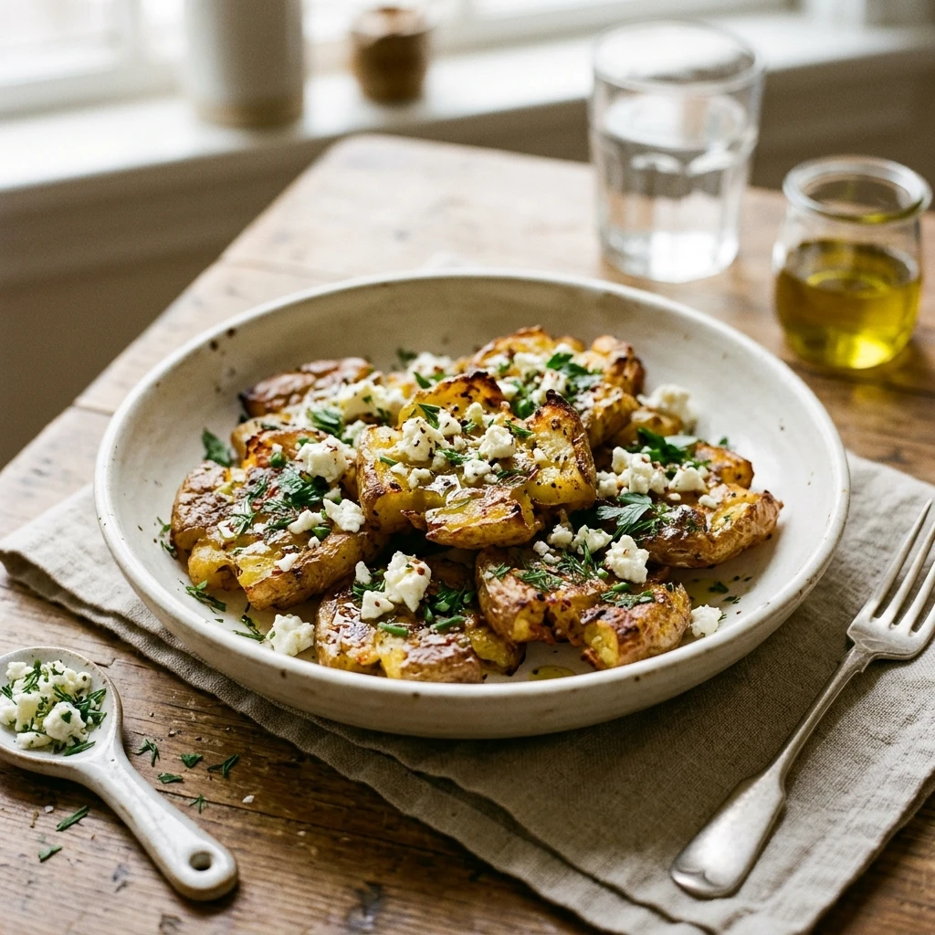 Extra Crispy Smashed Potatoes With Feta Viral Roasted Air Fryer Crispy