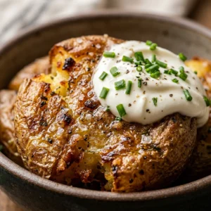 Extra Crispy Smashed Potatoes With Sour Cream And Chives Viral Air Fryer