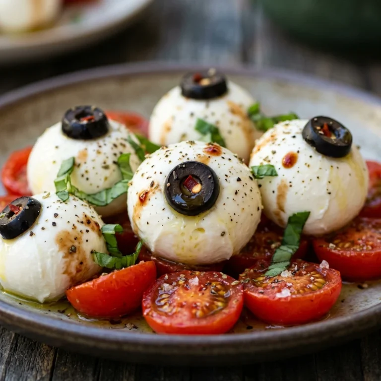 Eyeball Caprese Bites - Healthy Halloween Appetizer