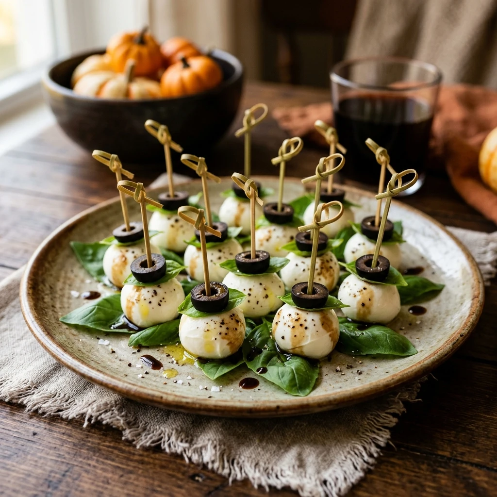 Eyeball Caprese Bites - Healthy Halloween Appetizer