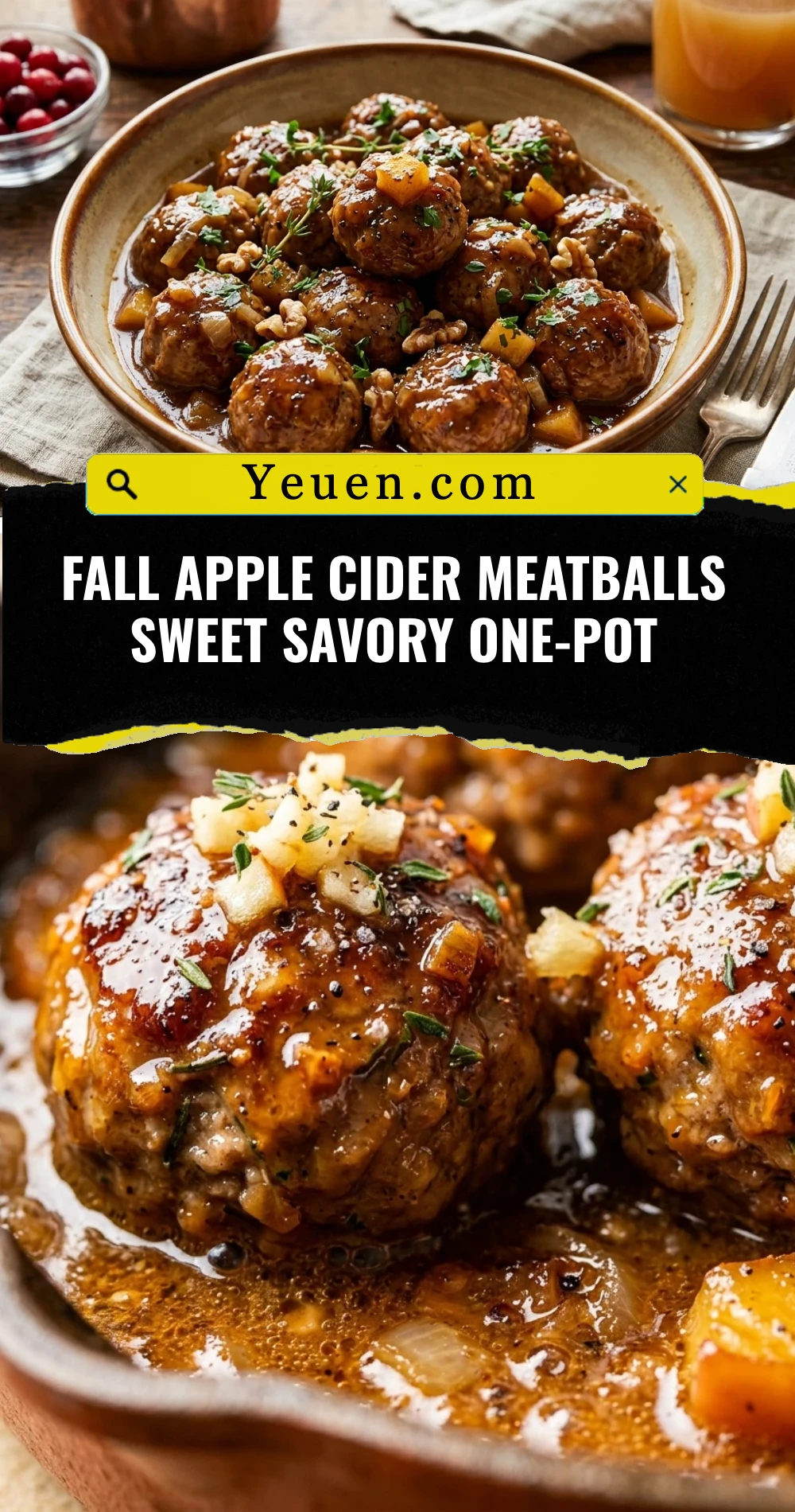 Fall Apple Cider Meatballs Sweet Savory One-Pot