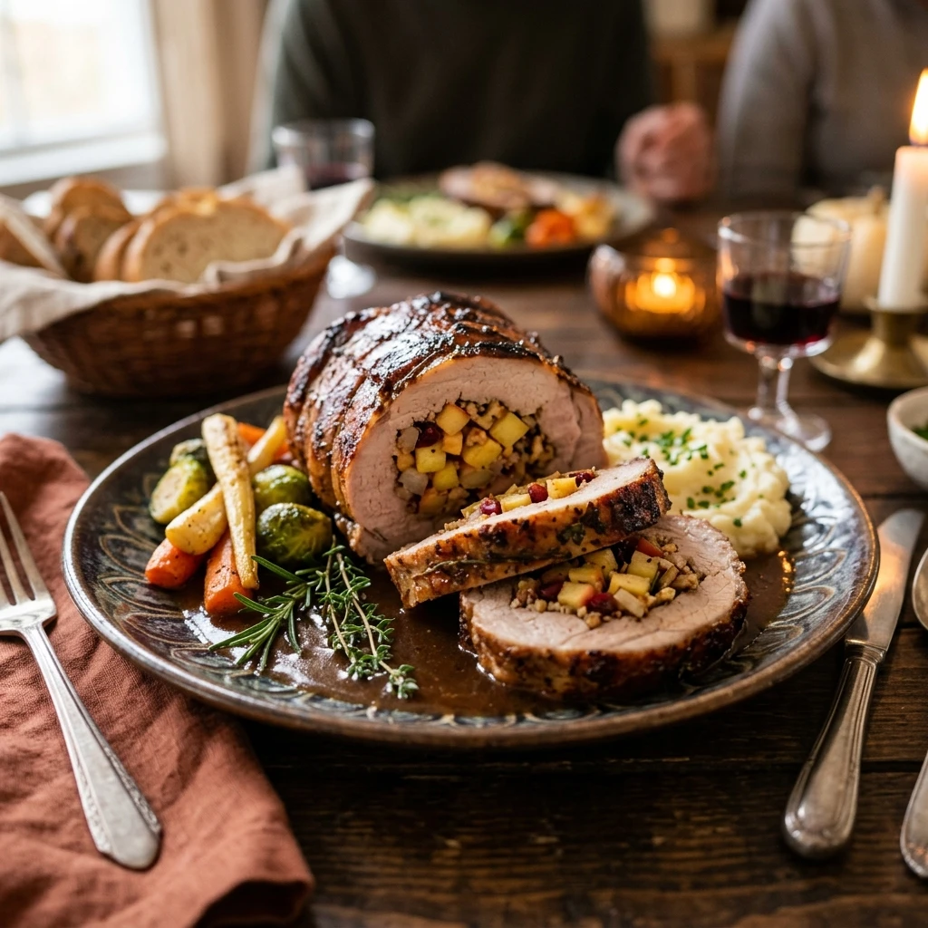 Fall Apple Stuffed Pork Loin Cozy Family Dinner