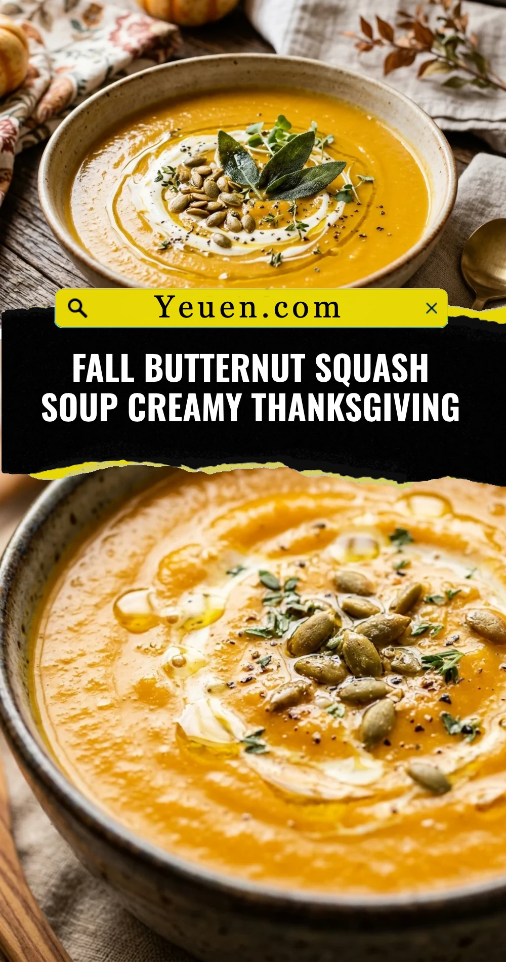 Fall Butternut Squash Soup Creamy Thanksgiving