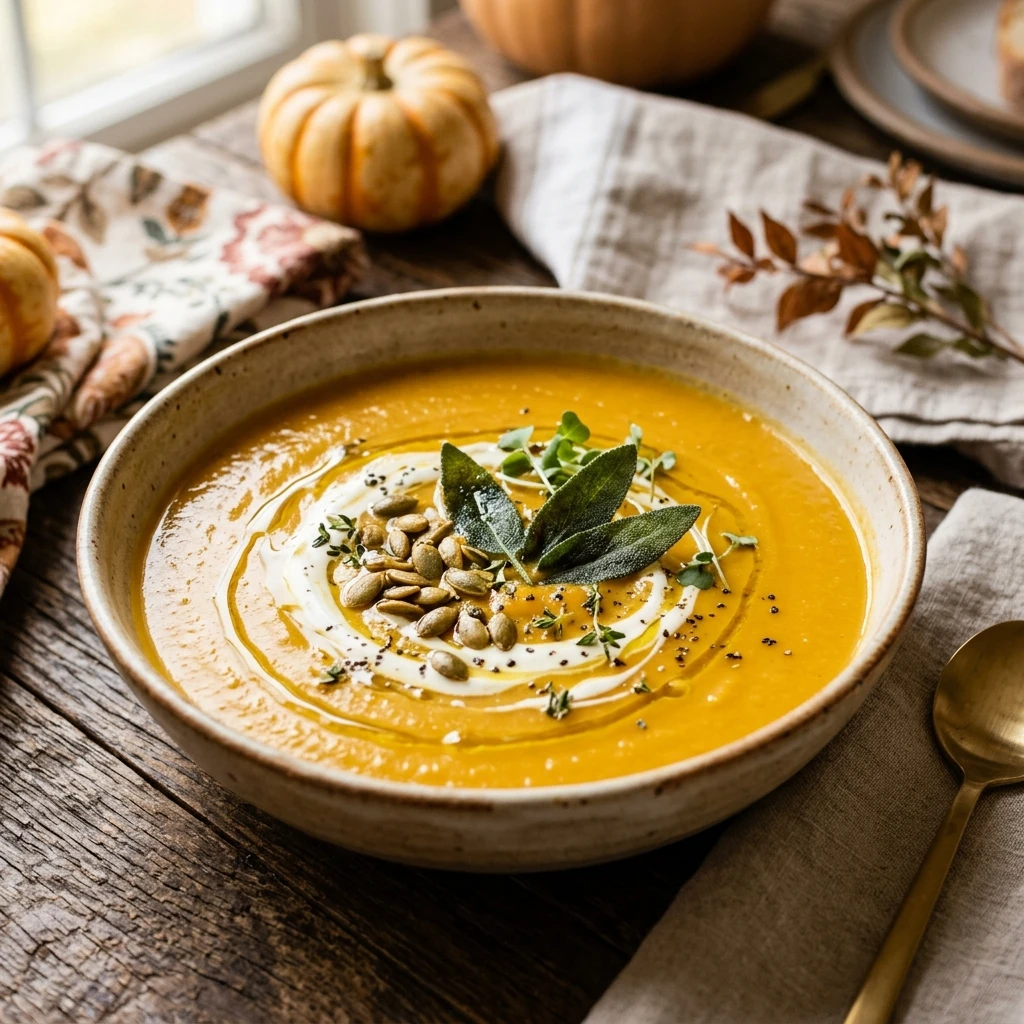 Fall Butternut Squash Soup Creamy Thanksgiving