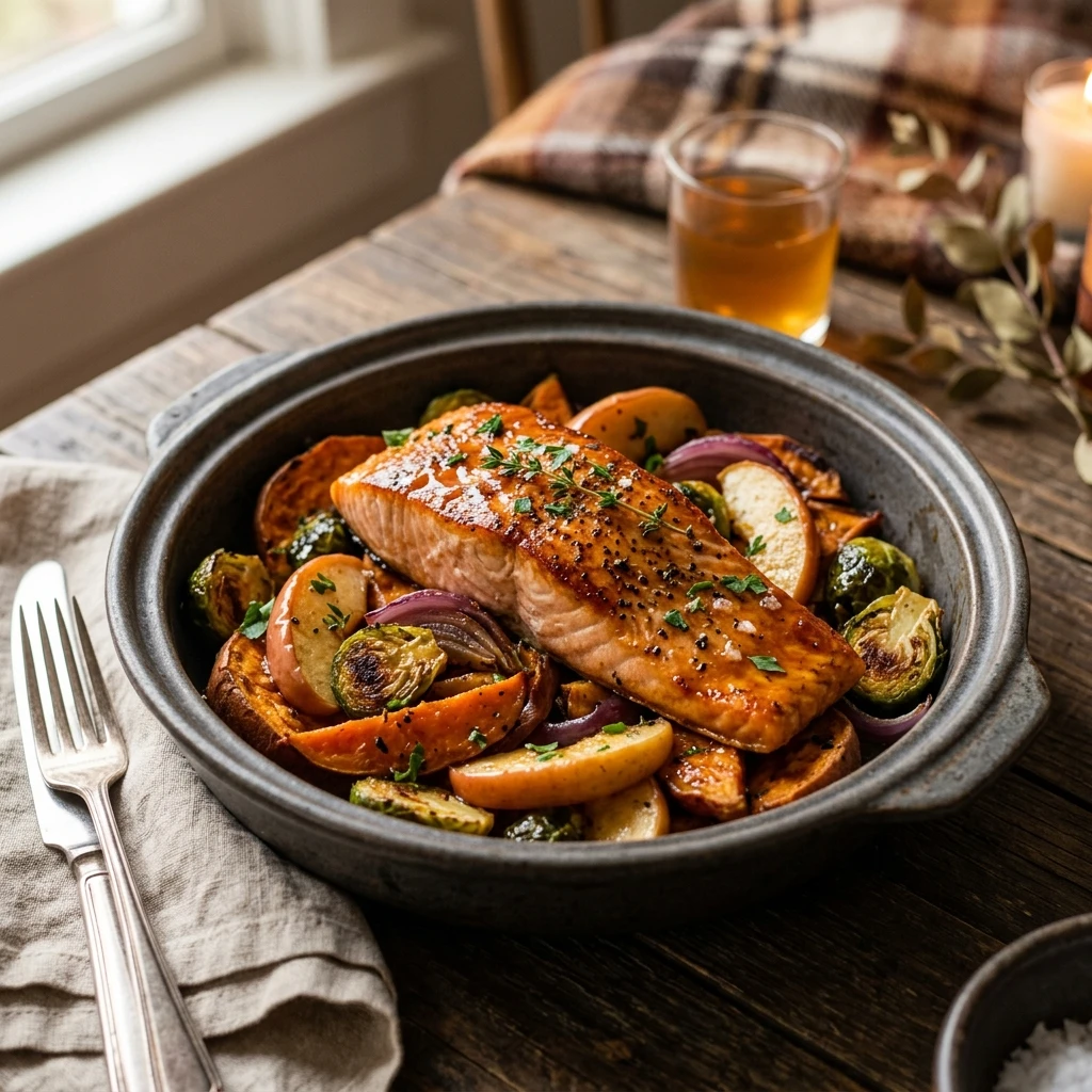 Fall Cider Glazed Salmon One-Pot Healthy 20 Min