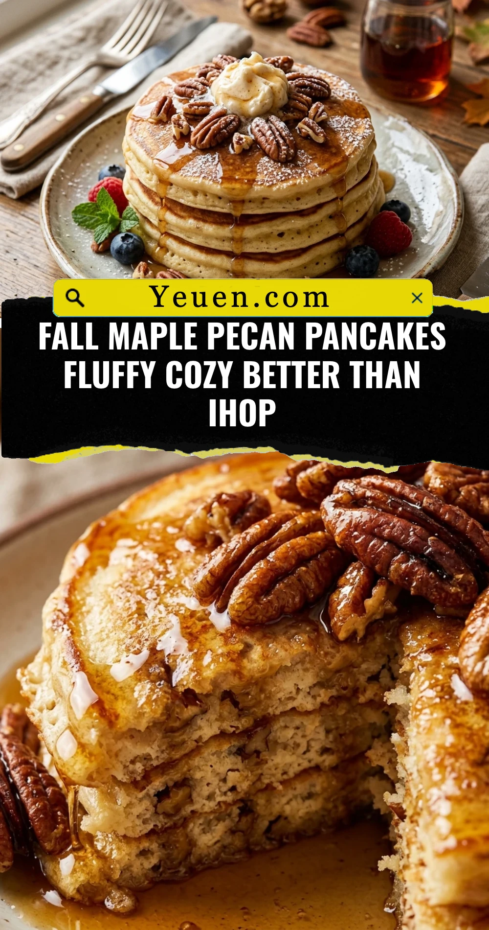 Fall Maple Pecan Pancakes Fluffy Cozy Better Than IHOP