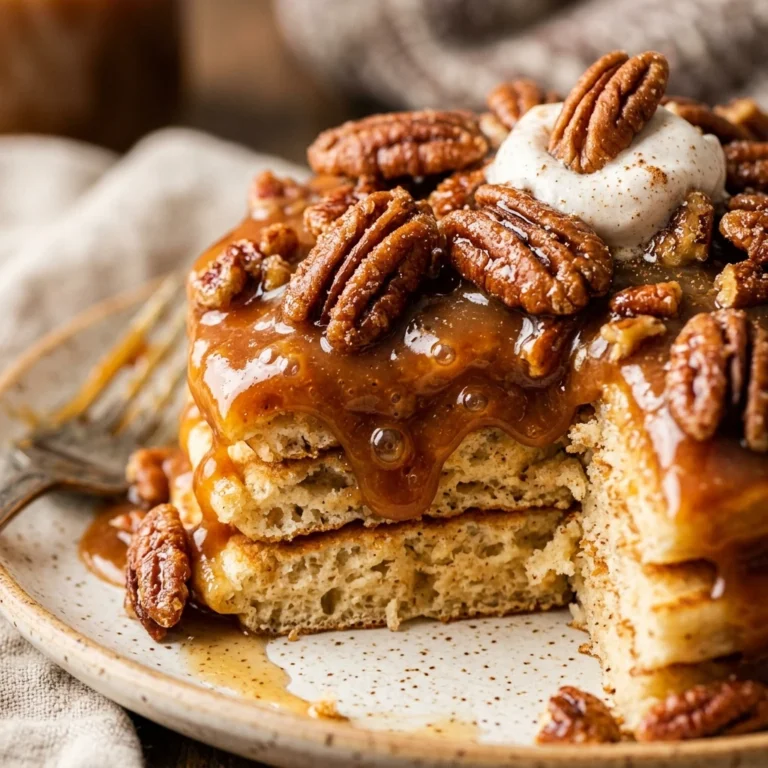 Fall Pecan Pie Pancakes Fluffy Gooey Caramel Cozy