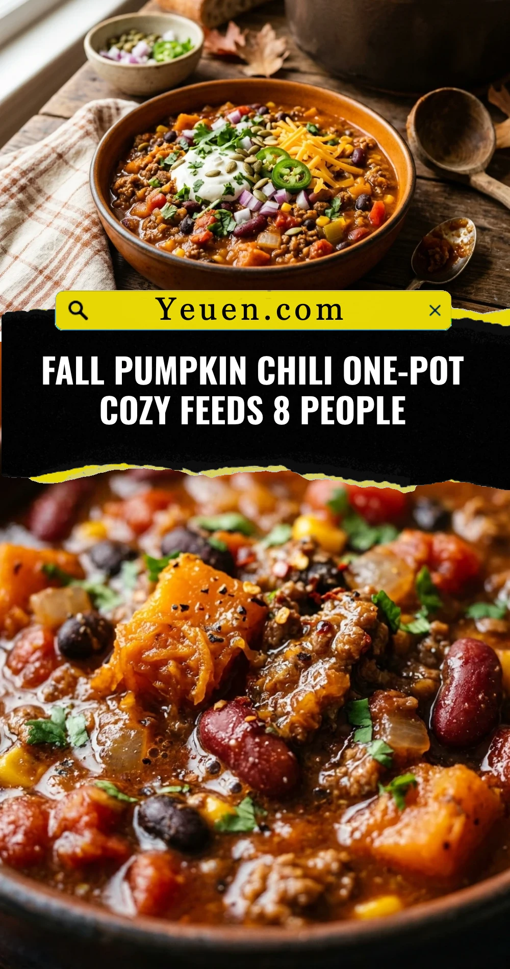 Fall Pumpkin Chili One-Pot Cozy Feeds 8 People