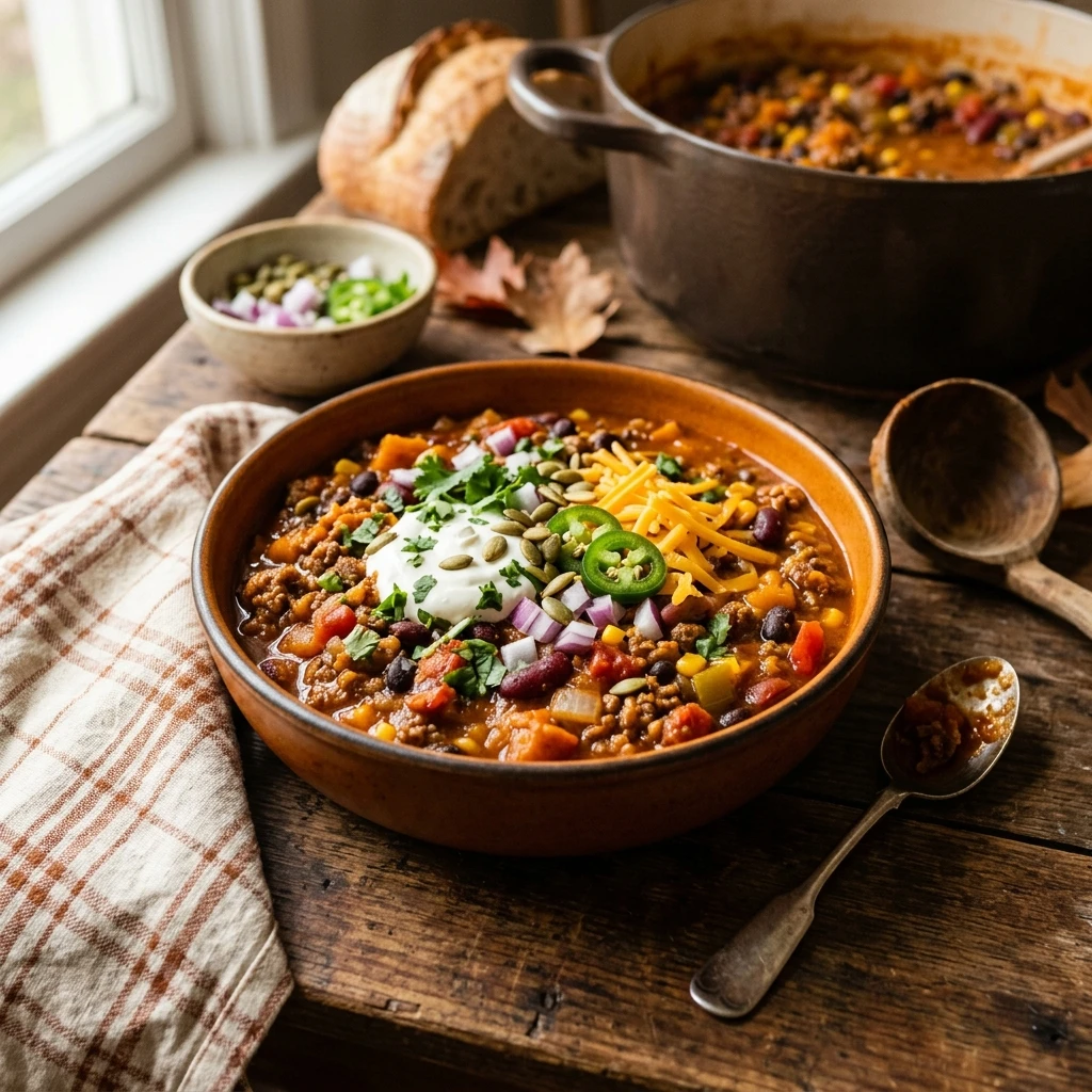 Fall Pumpkin Chili One-Pot Cozy Feeds 8 People