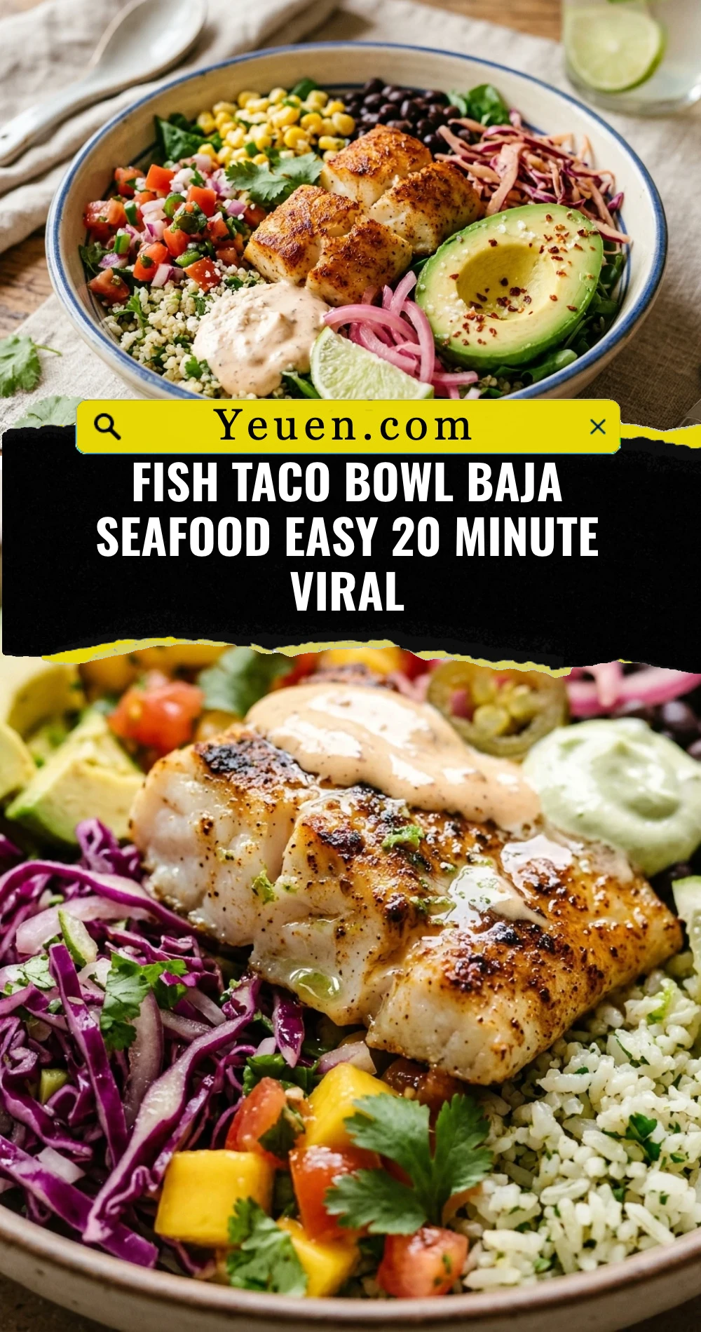 Fish Taco Bowl Baja Seafood Easy 20 Minute Viral
