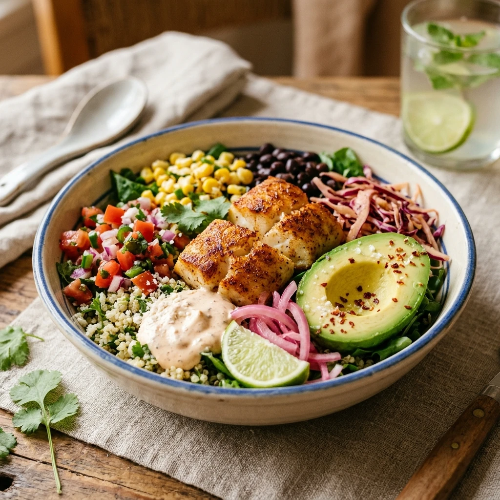 Fish Taco Bowl Baja Seafood Easy 20 Minute Viral