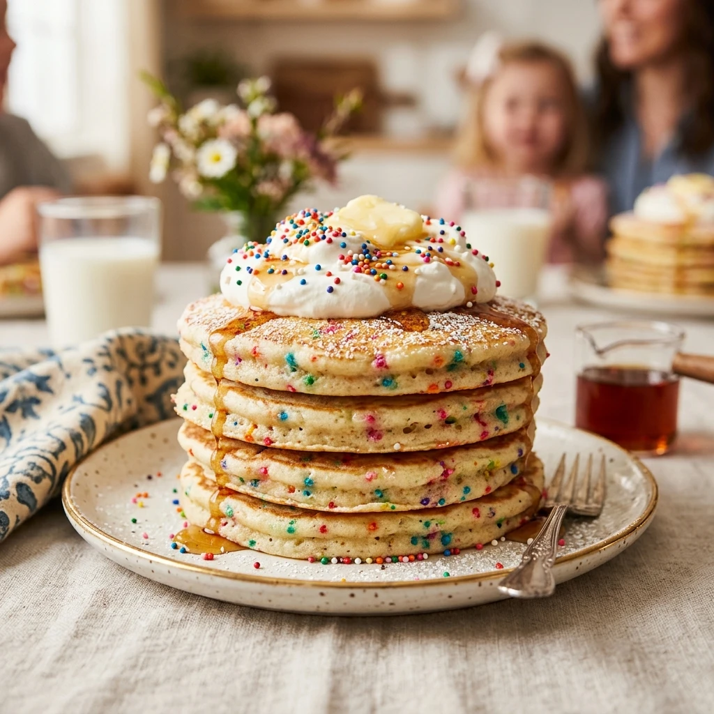 Fluffy Birthday Cake Pancakes Sprinkles Kids Love