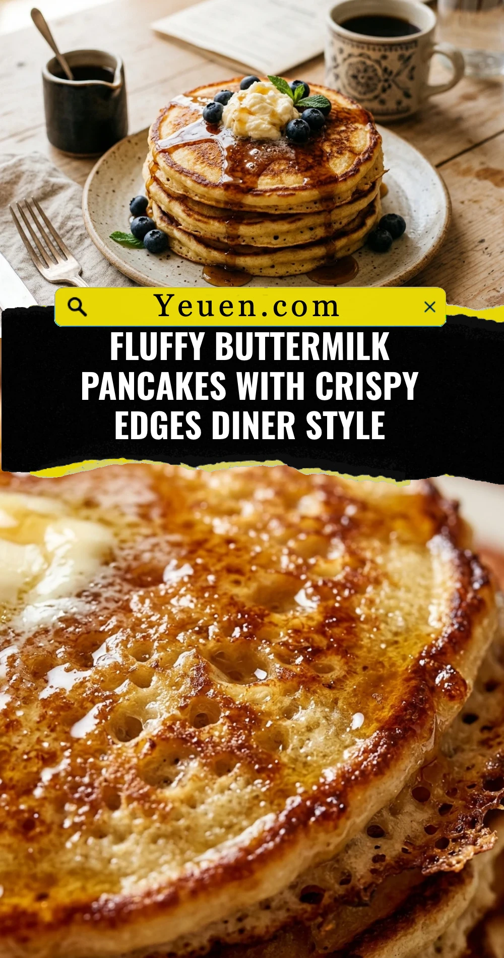 Fluffy Buttermilk Pancakes With Crispy Edges Diner Style